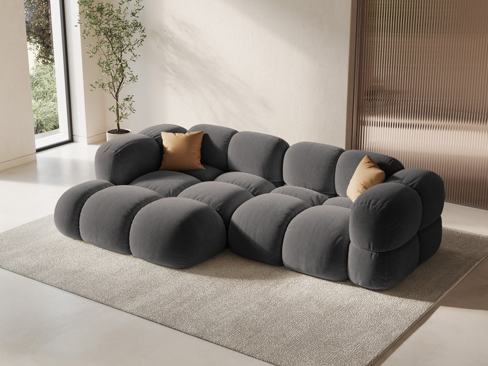 
3-Seater Designer Corner Sofa "Loretto" - Velvet Grey / Left corner section