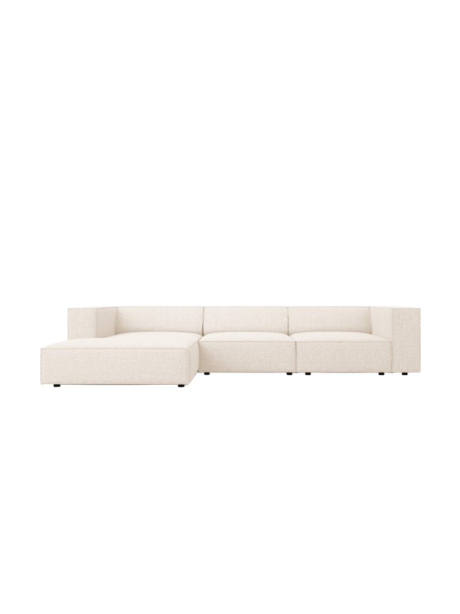 
4-Seater Designer Corner Sofa "Arendal" - Chenille Light Beige / Left corner section