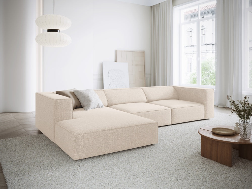 
4-Seater Designer Corner Sofa "Arendal" - Chenille Light Beige / Left corner section