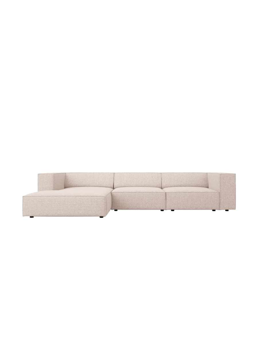 
4-Seater Designer Corner Sofa "Arendal" - Chenille Beige / Left corner section