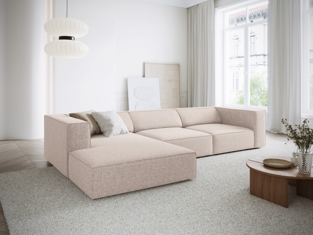 
4-Seater Designer Corner Sofa "Arendal" - Chenille Beige / Left corner section
