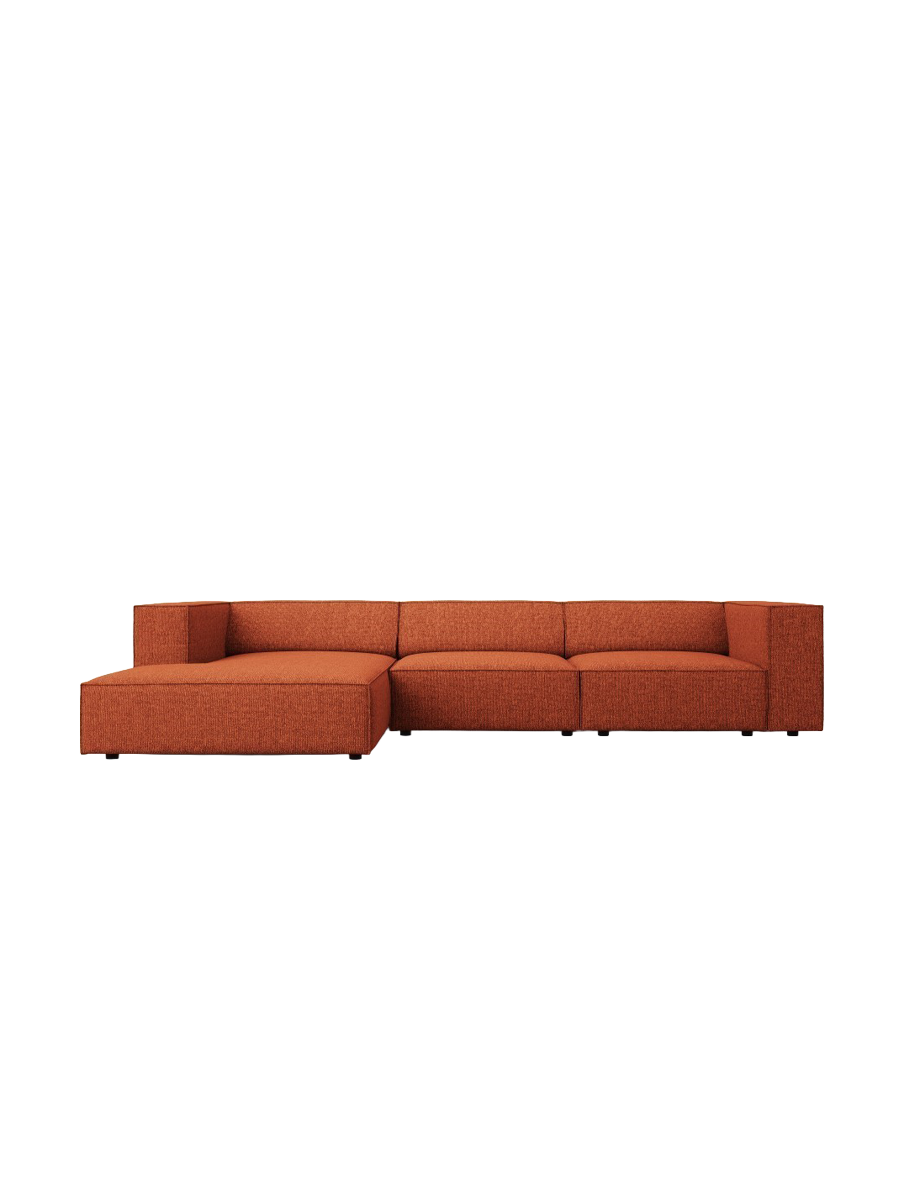 
4-Seater Designer Corner Sofa "Arendal" - Chenille Terracotta / Left corner section