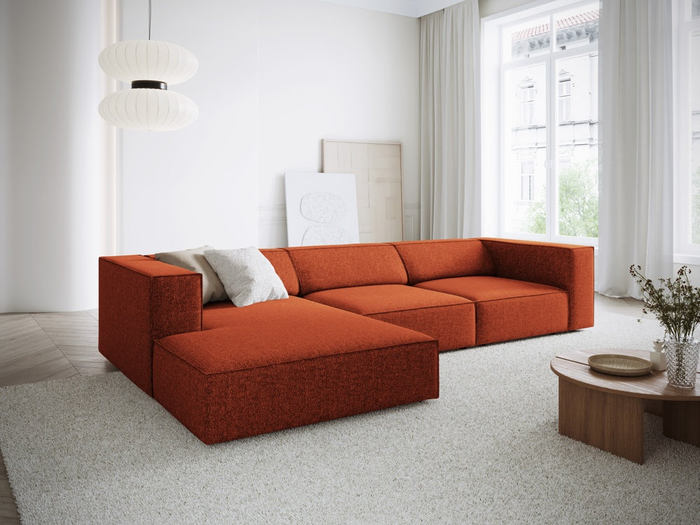 
4-Seater Designer Corner Sofa "Arendal" - Chenille Terracotta / Left corner section