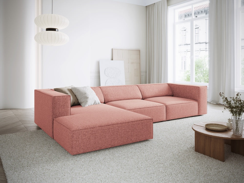 
4-Seater Designer Corner Sofa "Arendal" - Chenille Pink / Left corner section