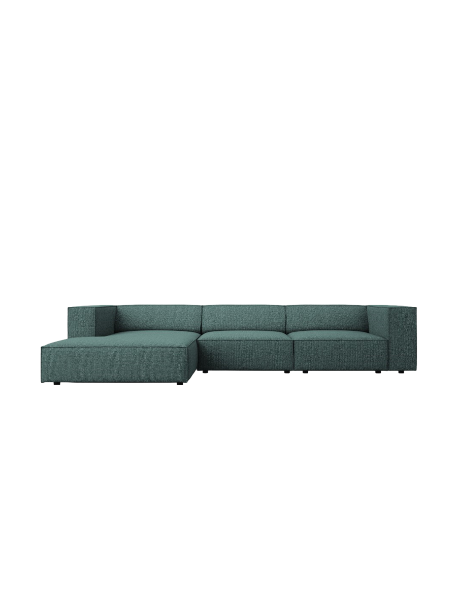 
4-Seater Designer Corner Sofa "Arendal" - Petrol Chenille / Left corner section