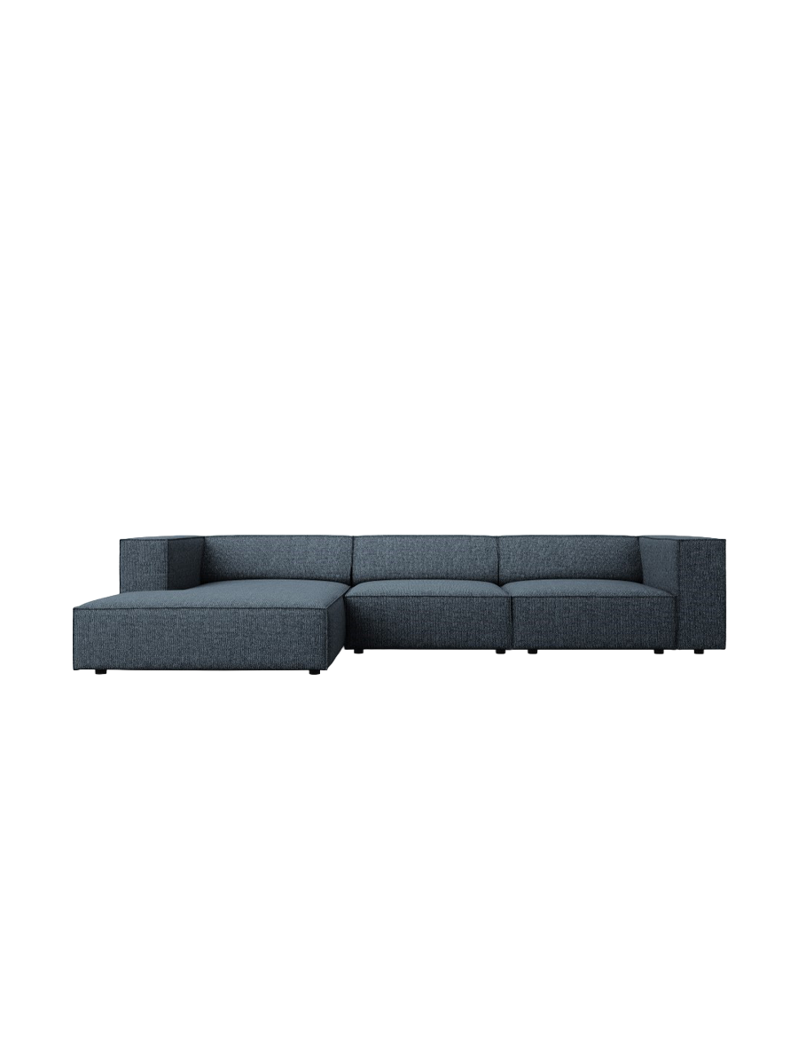 
4-Seater Designer Corner Sofa "Arendal" - Chenille Royal Blue / Left corner section