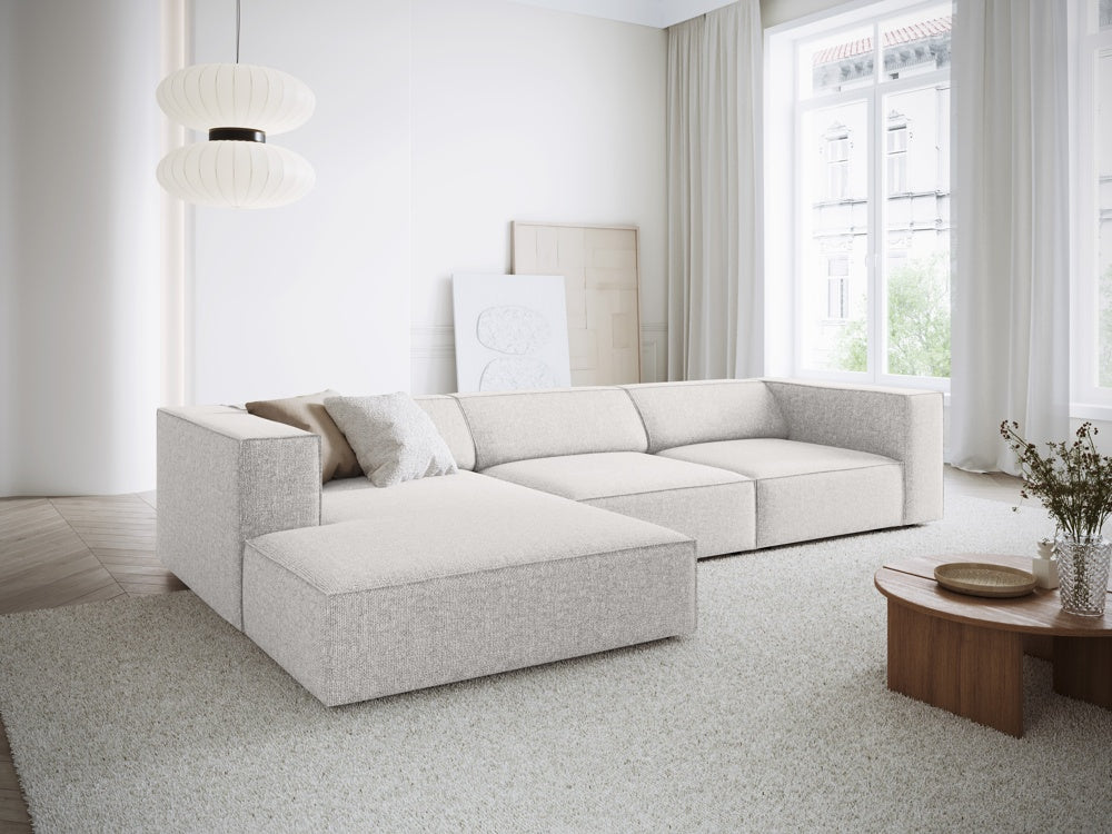 
4-Seater Designer Corner Sofa "Arendal" - Chenille Light Grey / Left corner section