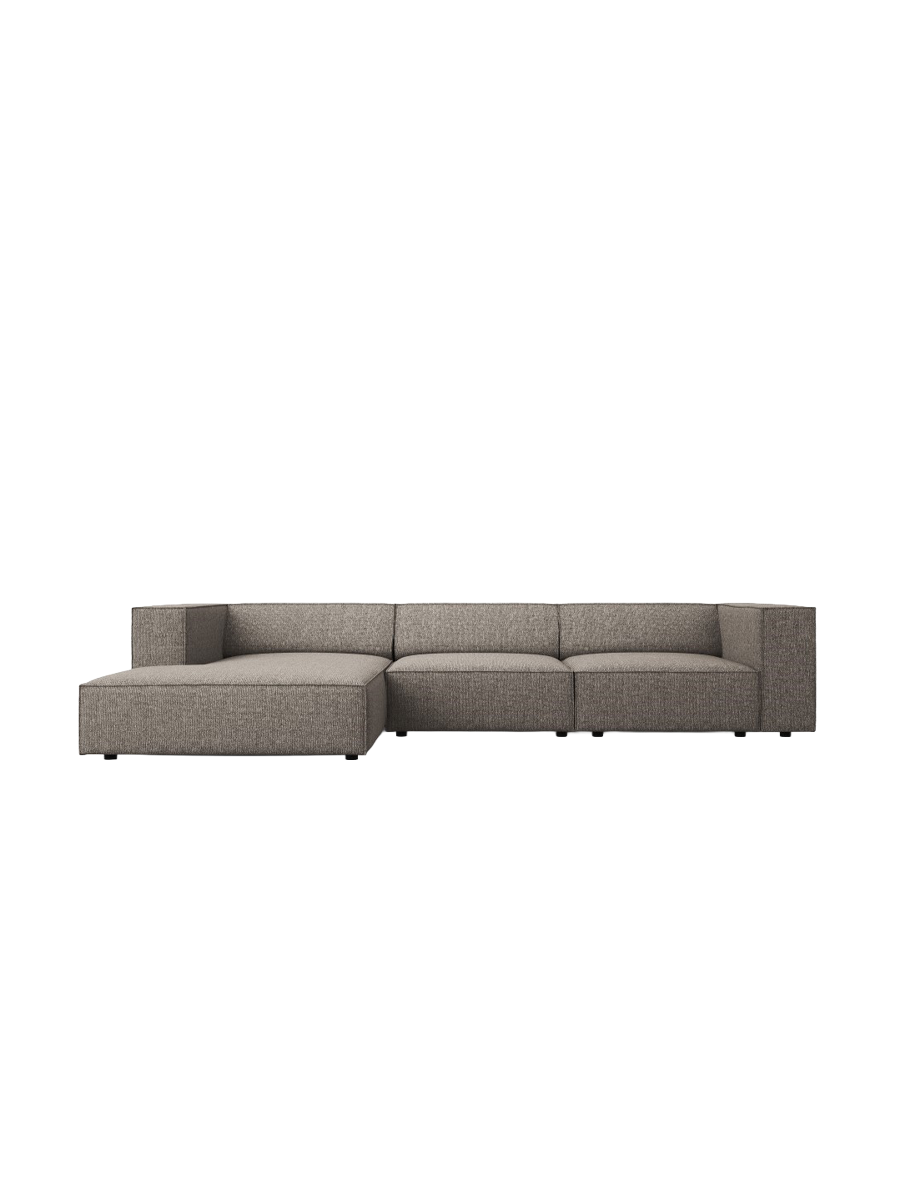 
4-Seater Designer Corner Sofa "Arendal" - Chenille Grey / Left corner section
