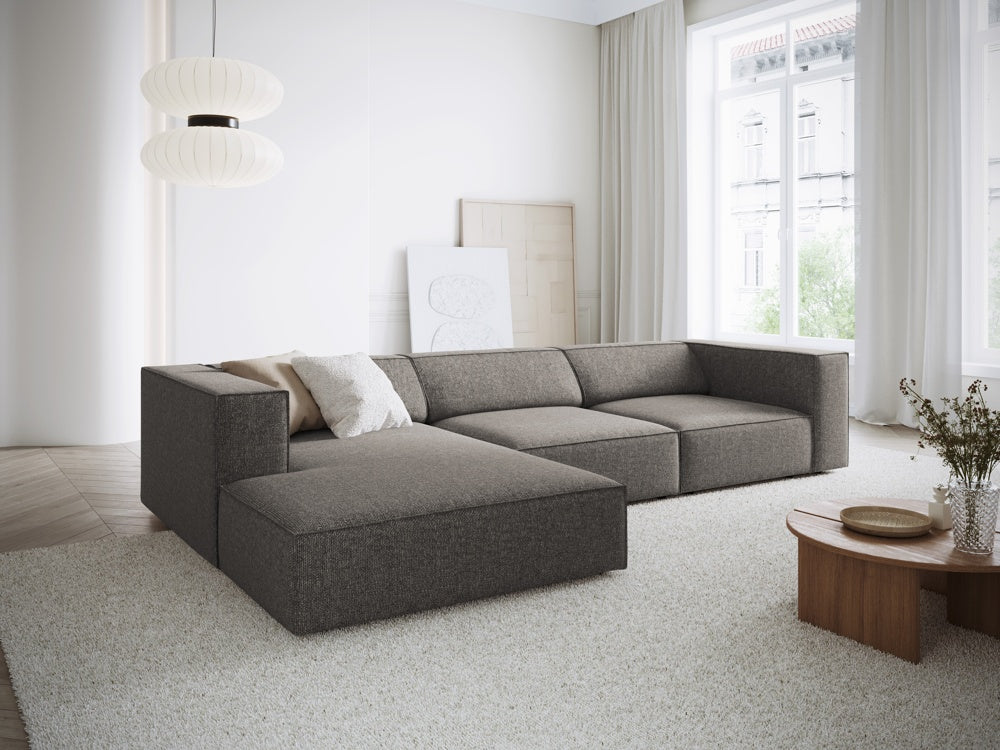 
4-Seater Designer Corner Sofa "Arendal" - Chenille Grey / Left corner section