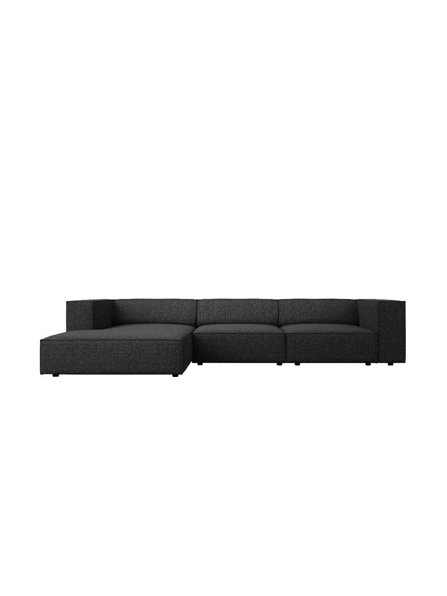 
4-Seater Designer Corner Sofa "Arendal" - Chenille Black / Left corner section