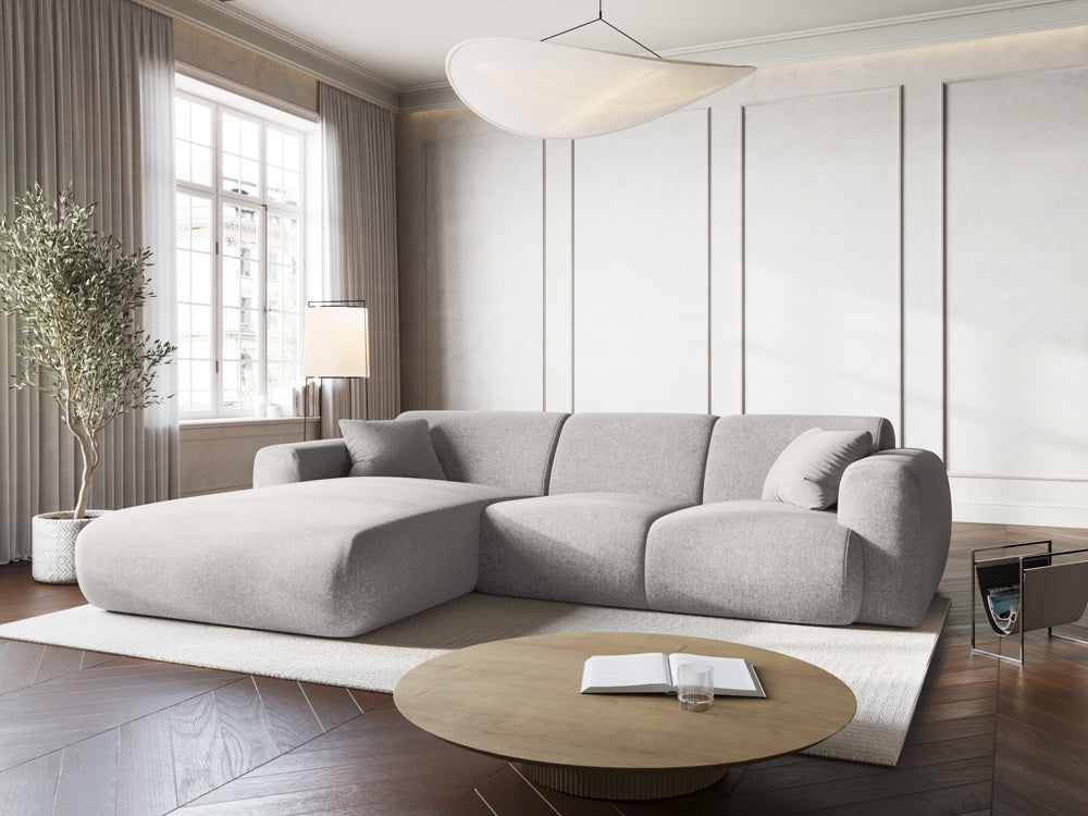 
4-Sitzer Design Ecksofa „Nolio II“ - Chenille Hellgrau / Eckteil links