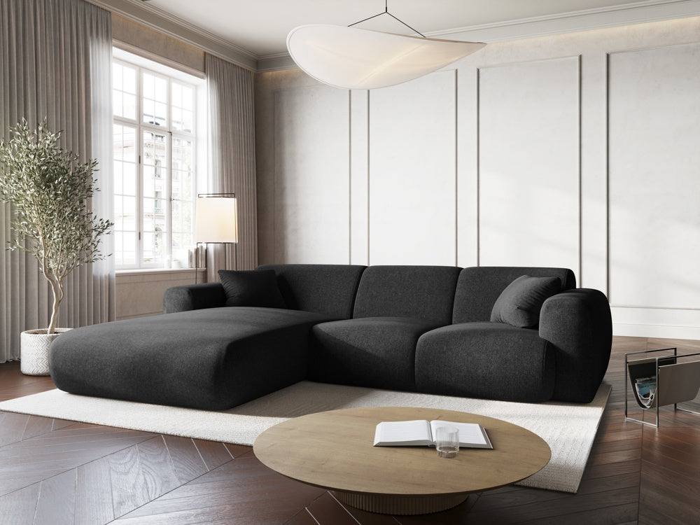 
4-Sitzer Design Ecksofa „Nolio II“ - Chenille Schwarz / Eckteil links