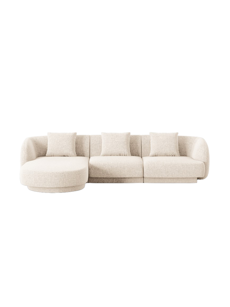 
4-seater designer corner sofa "Tulum" - Chenille Light Beige / Left corner section