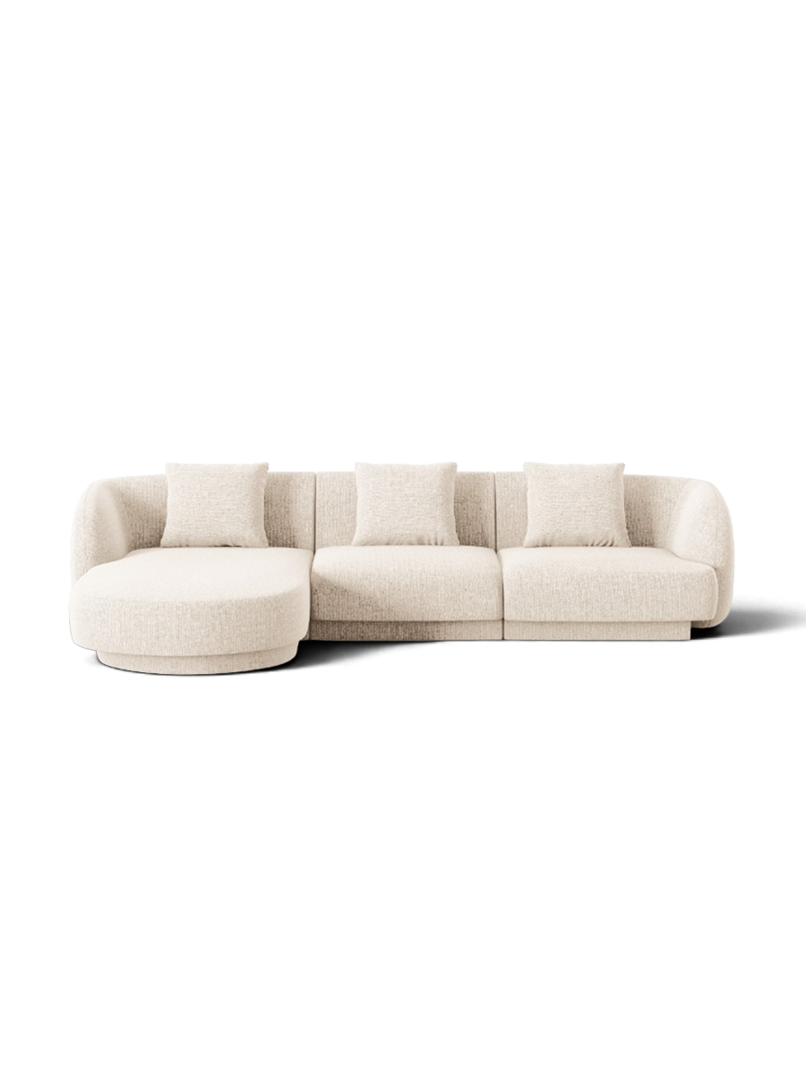
Canapé d'angle design 4 places « Tulum » - Chenille beige clair / Pièce d'angle gauche