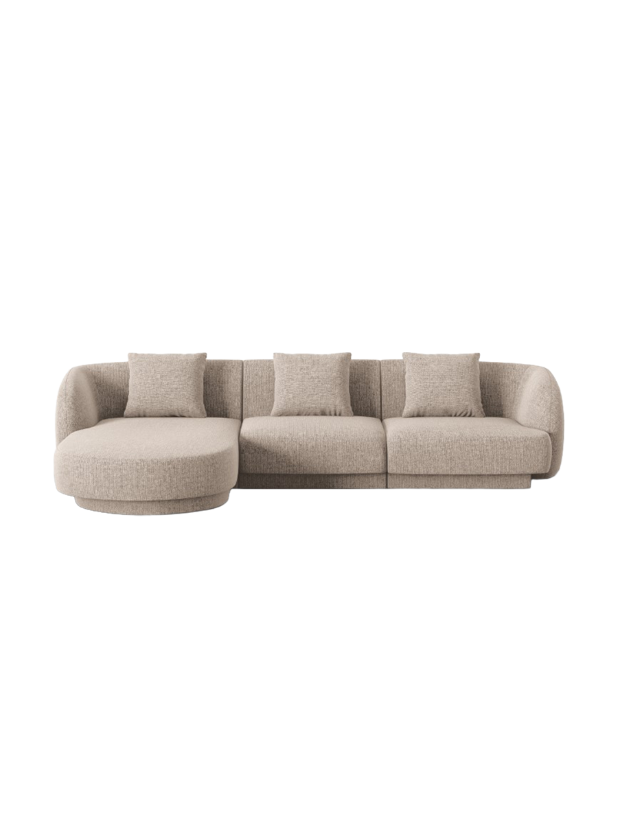
4-seater designer corner sofa "Tulum" - Chenille Beige / Left corner section