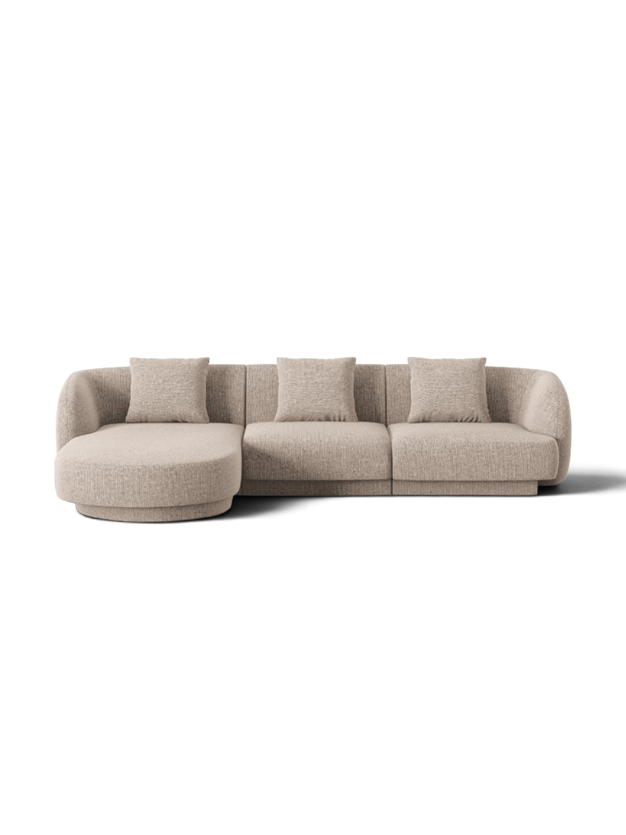 
Canapé d'angle design 4 places « Tulum » - Chenille beige clair / Pièce d'angle gauche