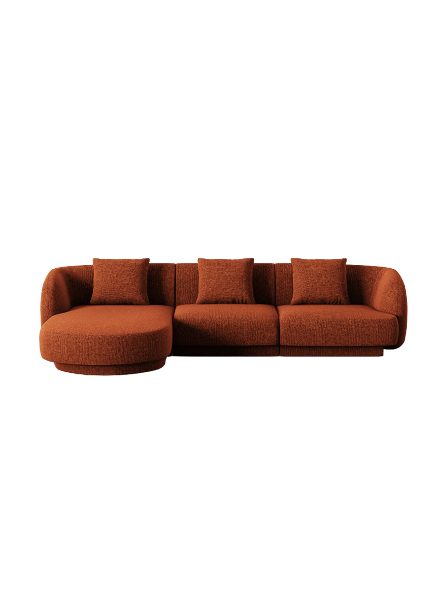 
4-seater designer corner sofa "Tulum" - Chenille Terracotta / Left corner section