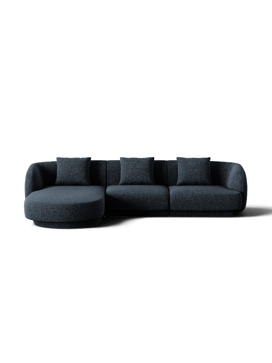 
4-Sitzer Design Ecksofa „Tulum“ - Chenille Beige hell / Eckteil links