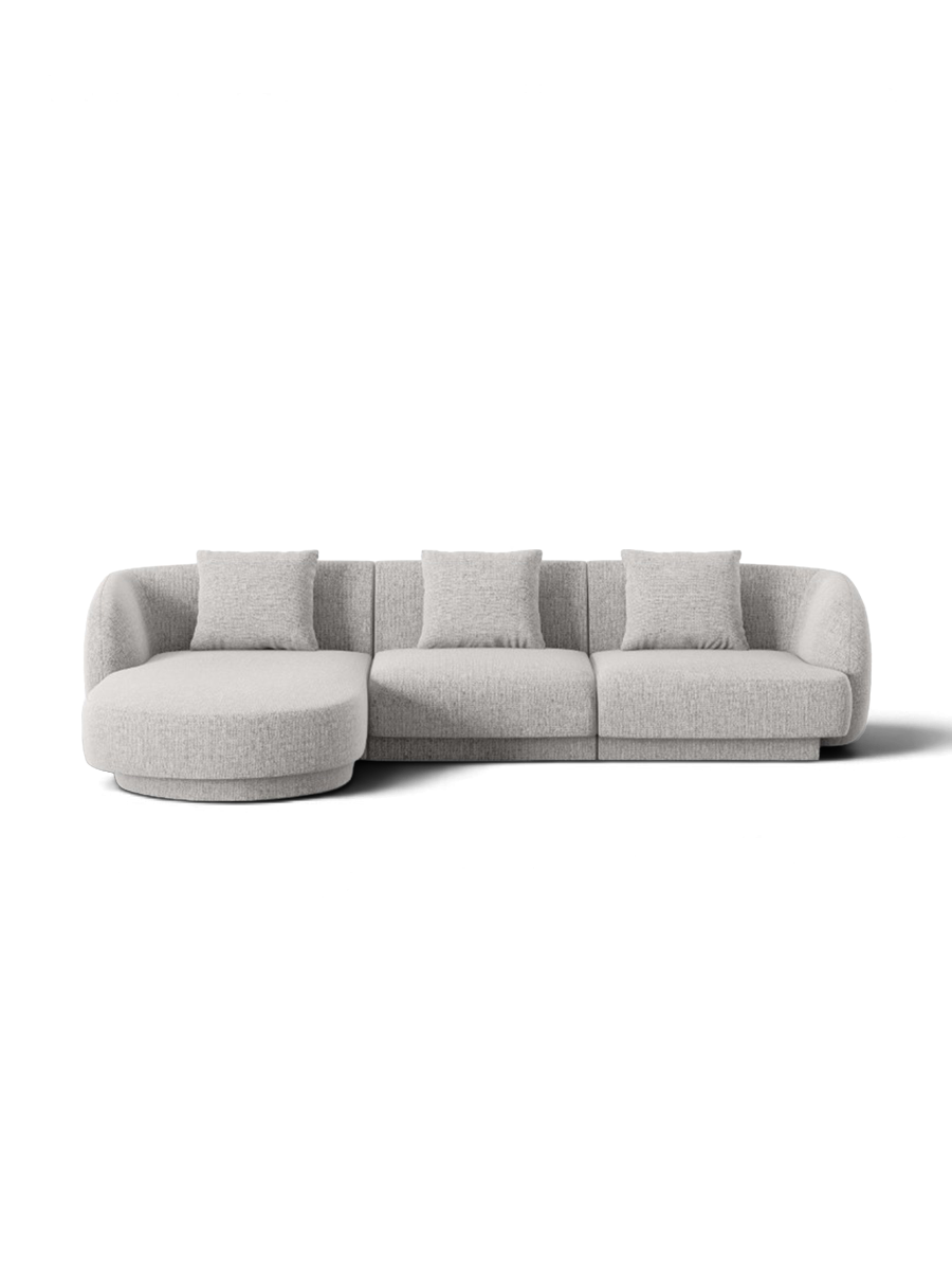 
Canapé d'angle design 4 places « Tulum » - Chenille beige clair / Pièce d'angle gauche