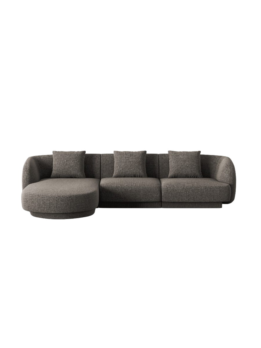 
4-seater designer corner sofa "Tulum" - Chenille Grey / Left corner section