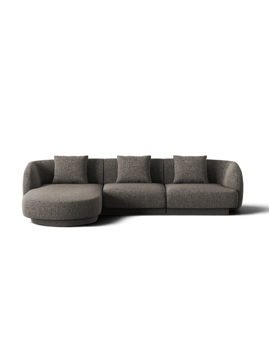 
Canapé d'angle design 4 places « Tulum » - Chenille beige clair / Pièce d'angle gauche