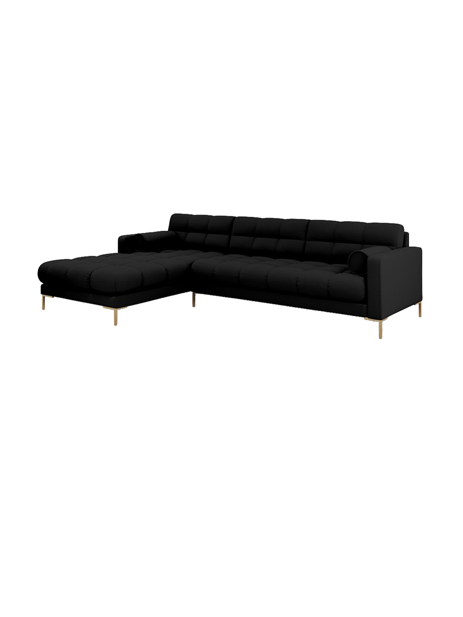 
5-Sitzer Design Ecksofa „Bali“ - Strukturstoff Schwarz / Gold / Eckteil links