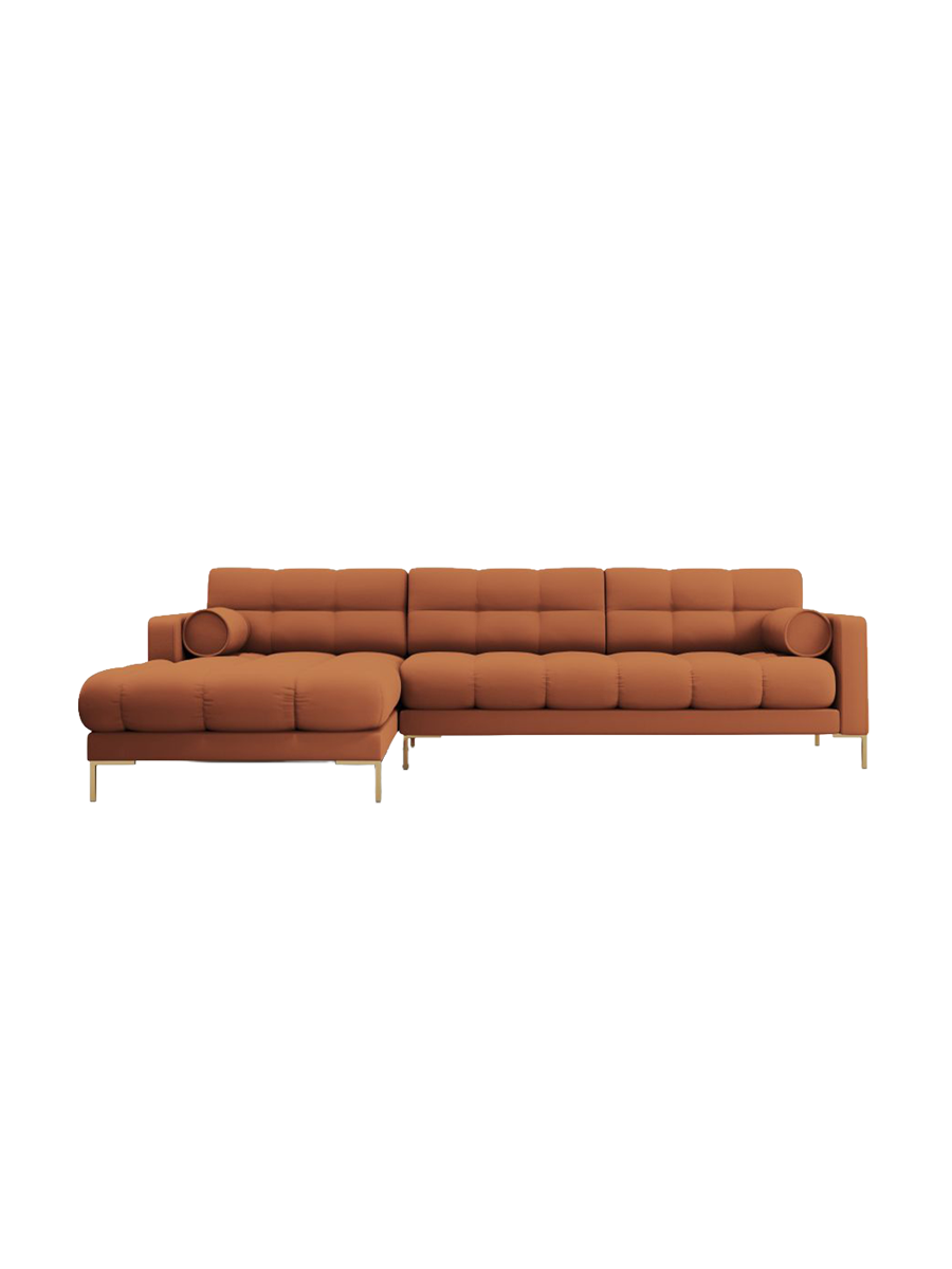 
5-Sitzer Design Ecksofa „Bali“ - Strukturstoff Brick / Gold / Eckteil links