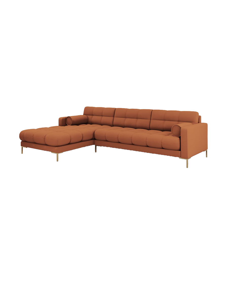 
5-Sitzer Design Ecksofa „Bali“ - Strukturstoff Brick / Gold / Eckteil links