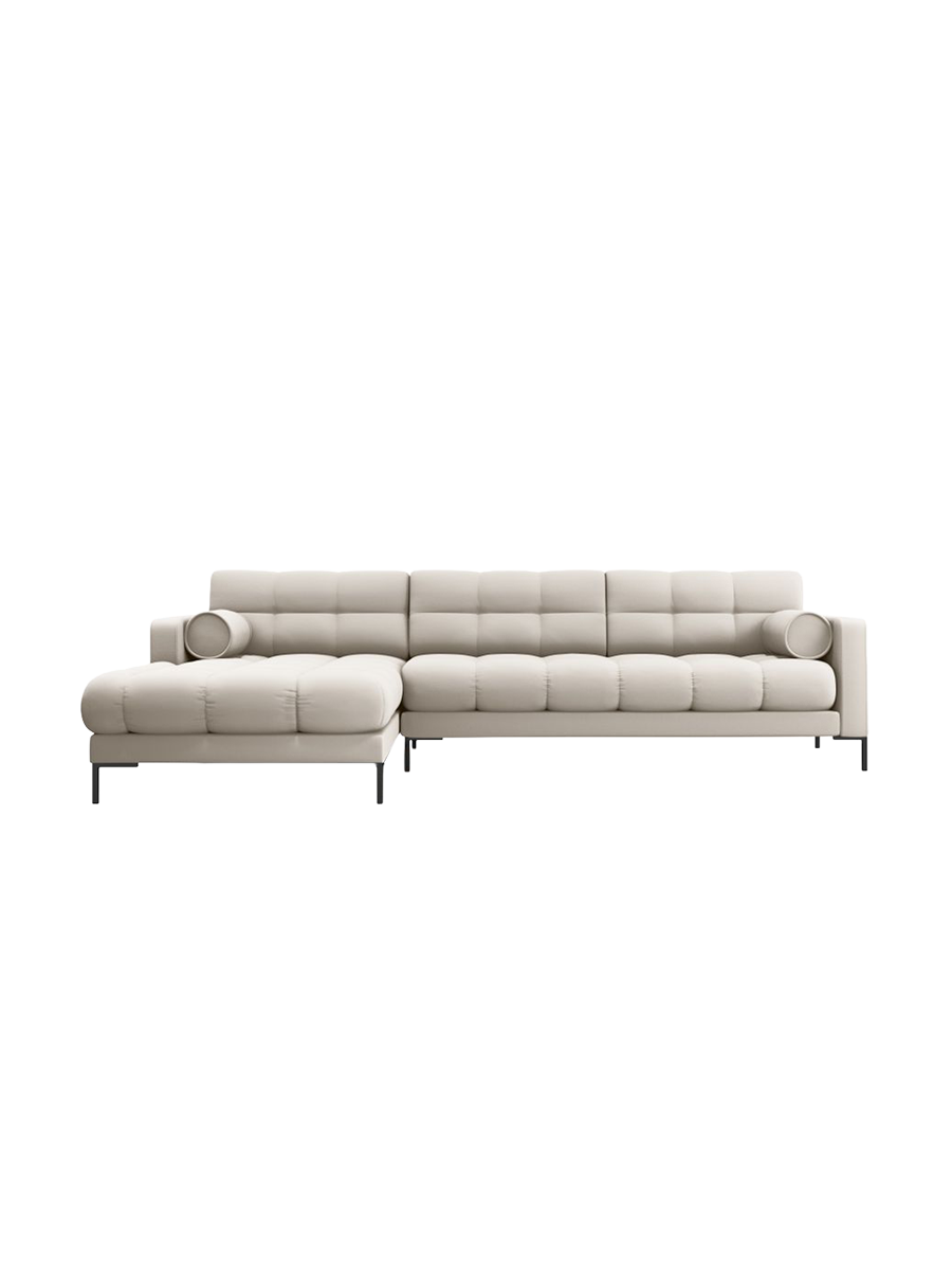 
5-Sitzer Design Ecksofa „Bali“ - Strukturstoff Beige / Schwarz / Eckteil links