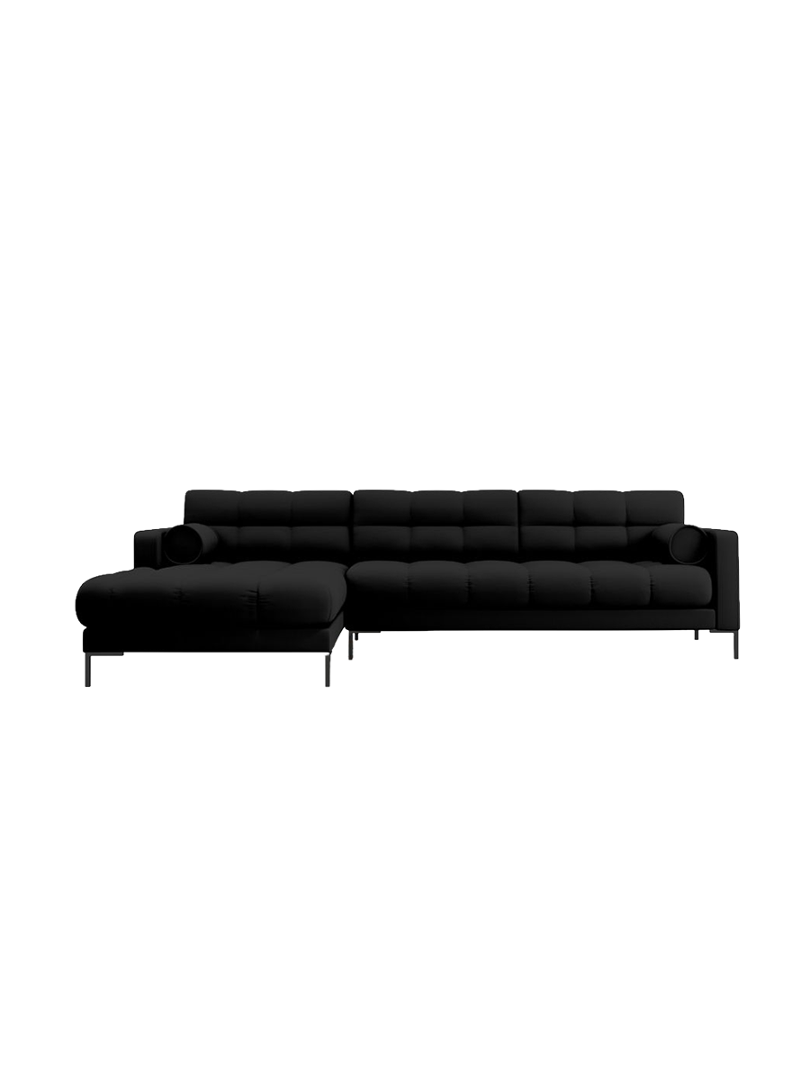
5-Sitzer Design Ecksofa „Bali“ - Strukturstoff Schwarz / Schwarz / Eckteil links