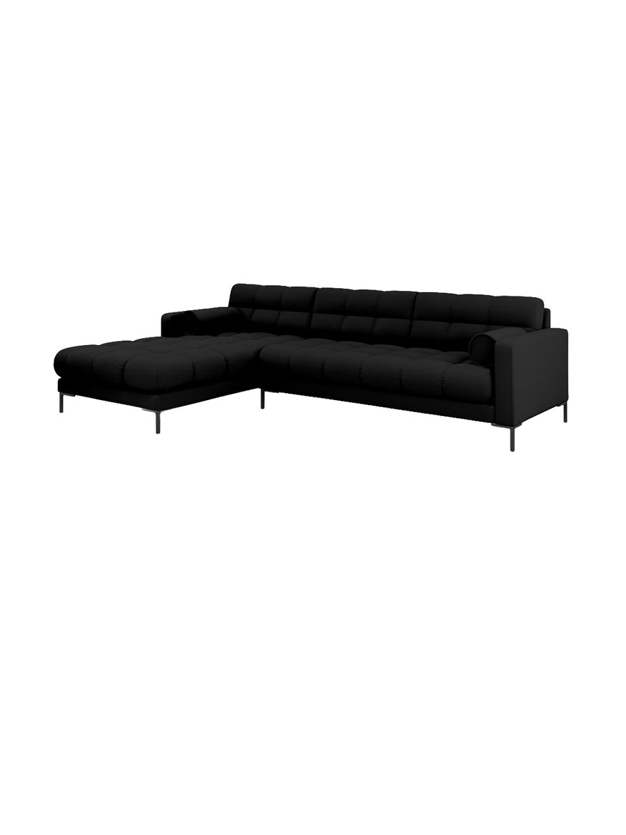 
5-Sitzer Design Ecksofa „Bali“ - Strukturstoff Schwarz / Schwarz / Eckteil links