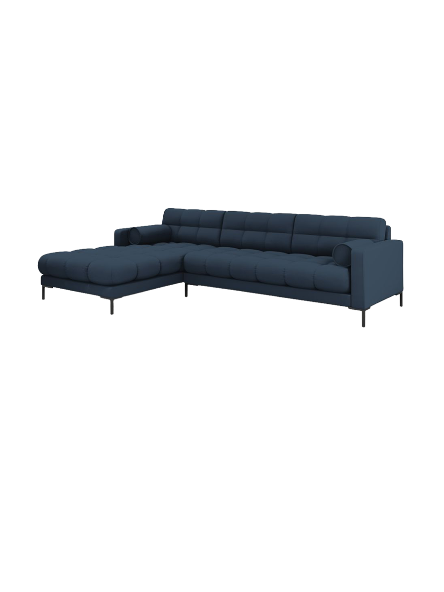 
5-Sitzer Design Ecksofa „Bali“ - Strukturstoff Blau / Schwarz / Eckteil links