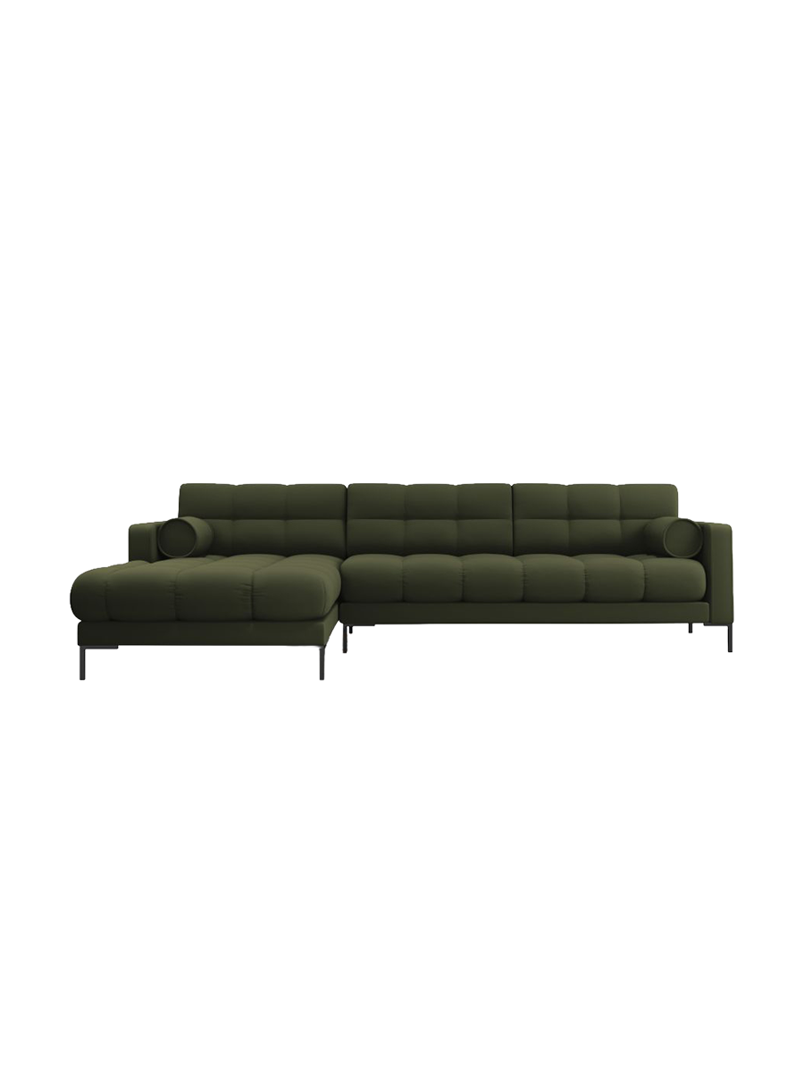 
5-Sitzer Design Ecksofa „Bali“ - Strukturstoff Grün / Schwarz / Eckteil links