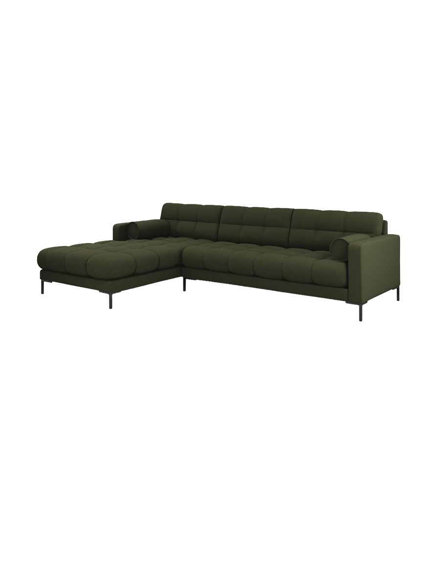 
5-Sitzer Design Ecksofa „Bali“ - Strukturstoff Grün / Schwarz / Eckteil links