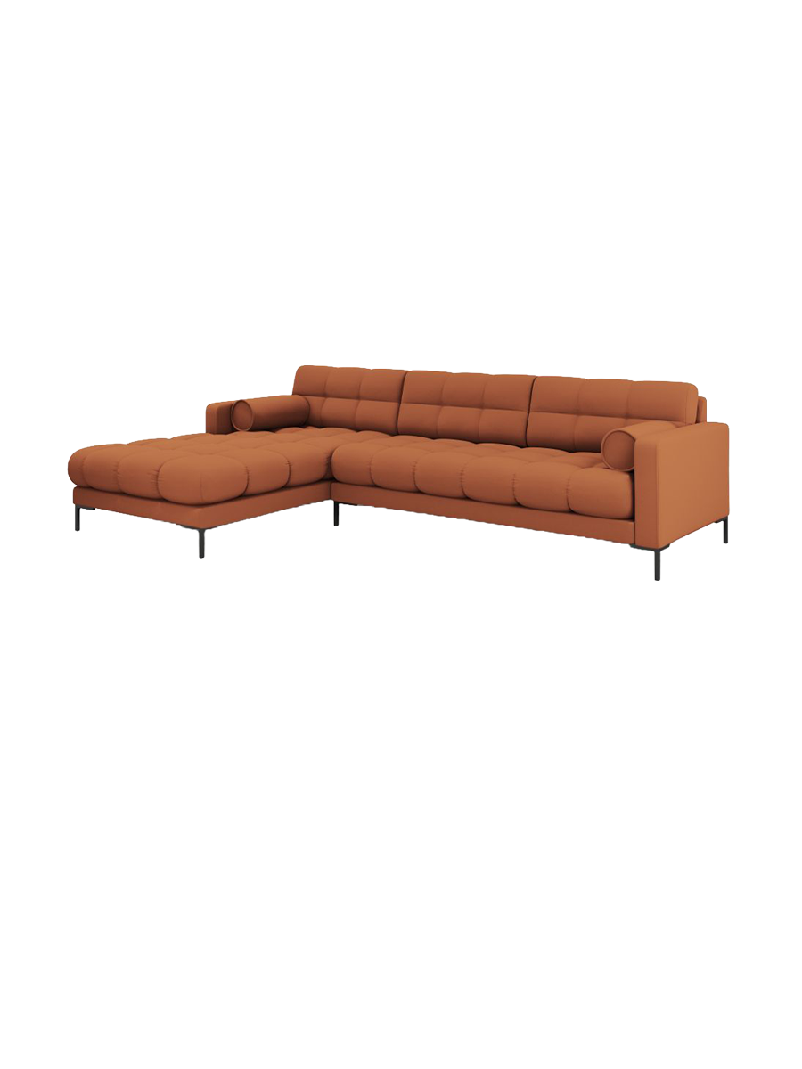 
5-Sitzer Design Ecksofa „Bali“ - Strukturstoff Brick / Schwarz / Eckteil links