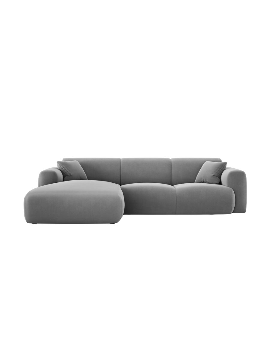 
4-Sitzer Design Ecksofa „Nolio II“ - Samt Hellgrau / Eckteil links