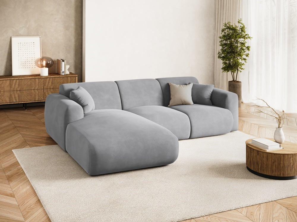
4-Sitzer Design Ecksofa „Nolio II“ - Samt Hellgrau / Eckteil links