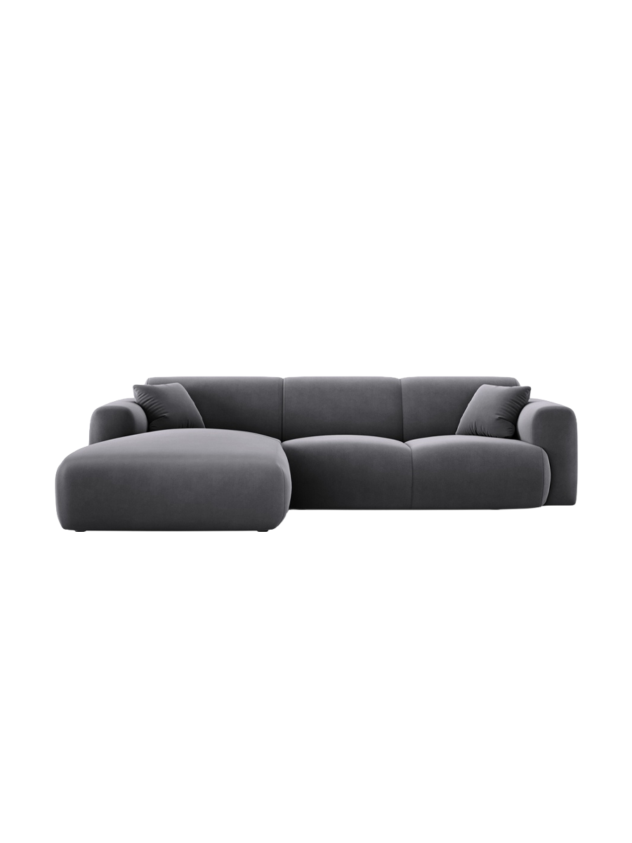 
4-Sitzer Design Ecksofa „Nolio II“ - Samt Dunkelgrau / Eckteil links