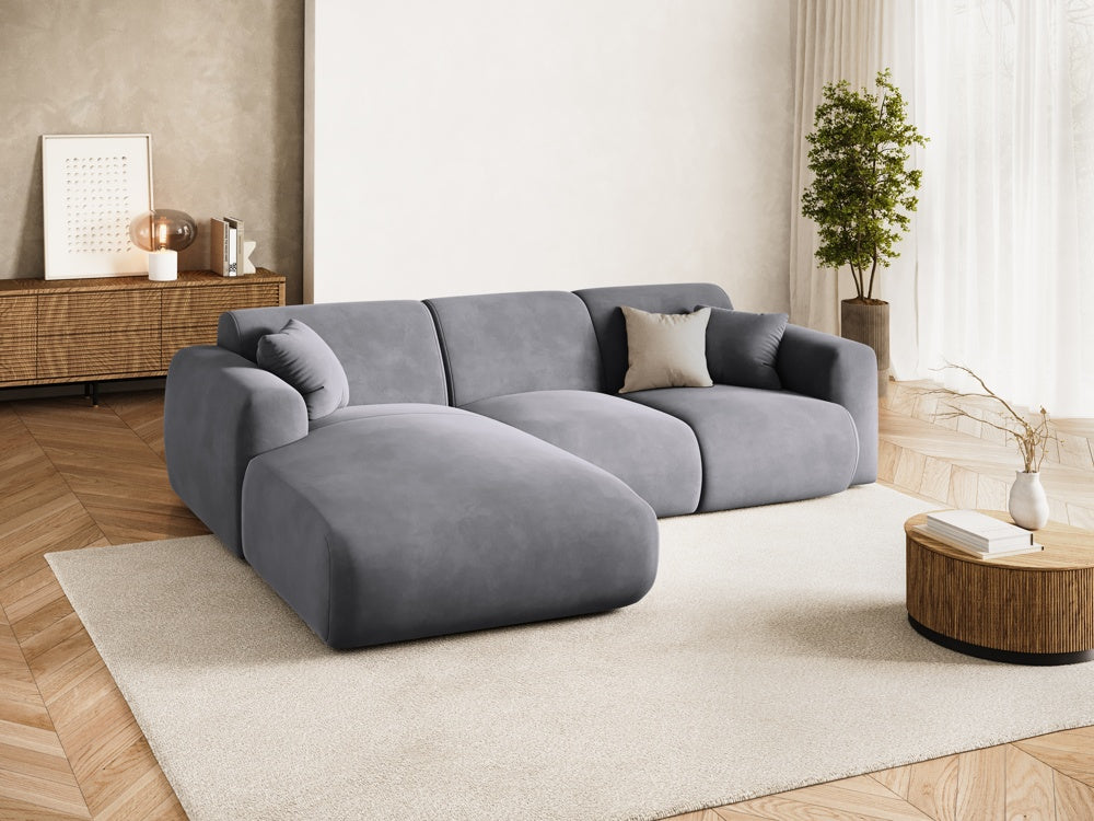 
4-Sitzer Design Ecksofa „Nolio II“ - Samt Dunkelgrau / Eckteil links