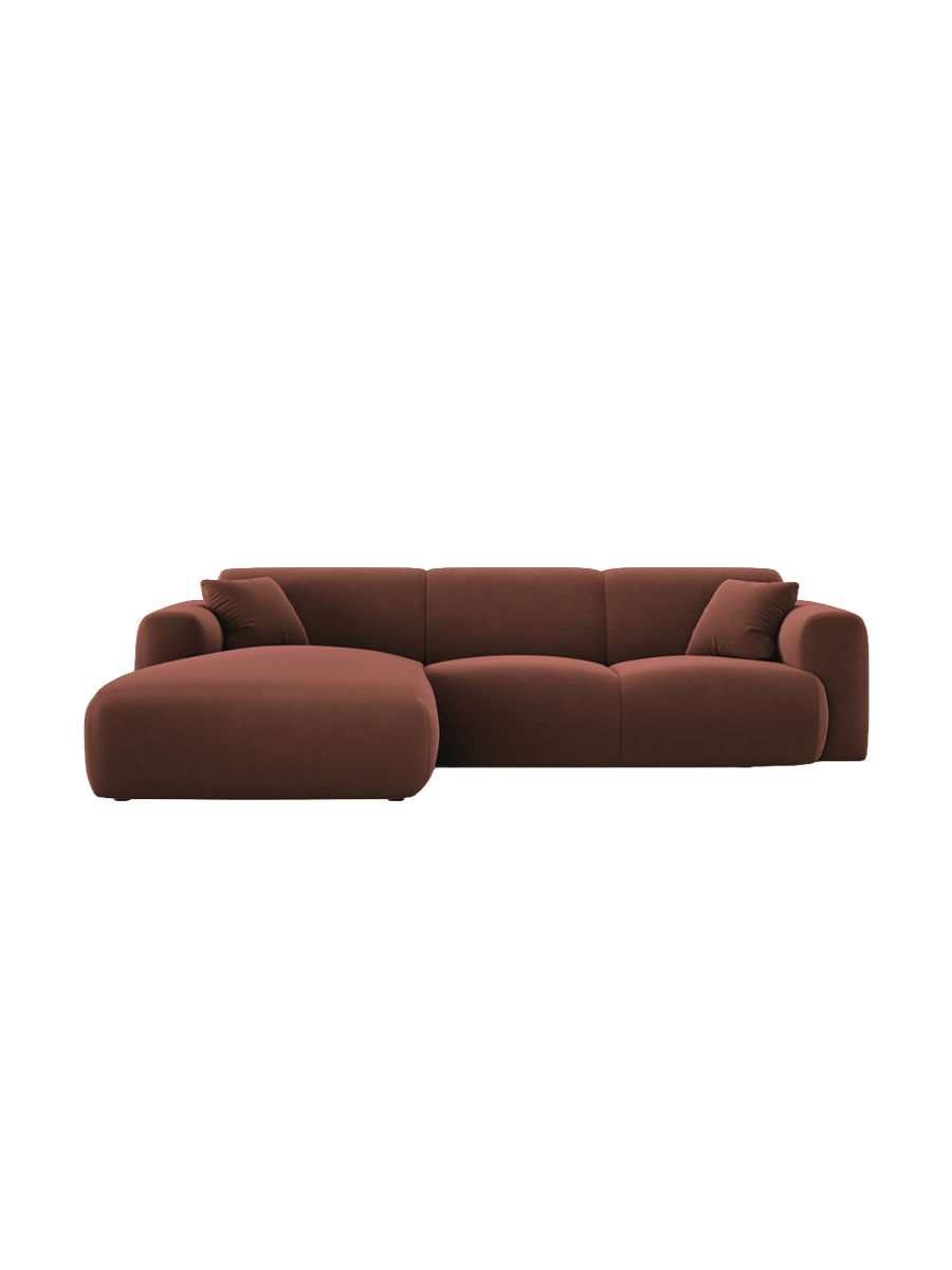 
4-Sitzer Design Ecksofa „Nolio II“ - Samt Terracotta dunkel / Eckteil links