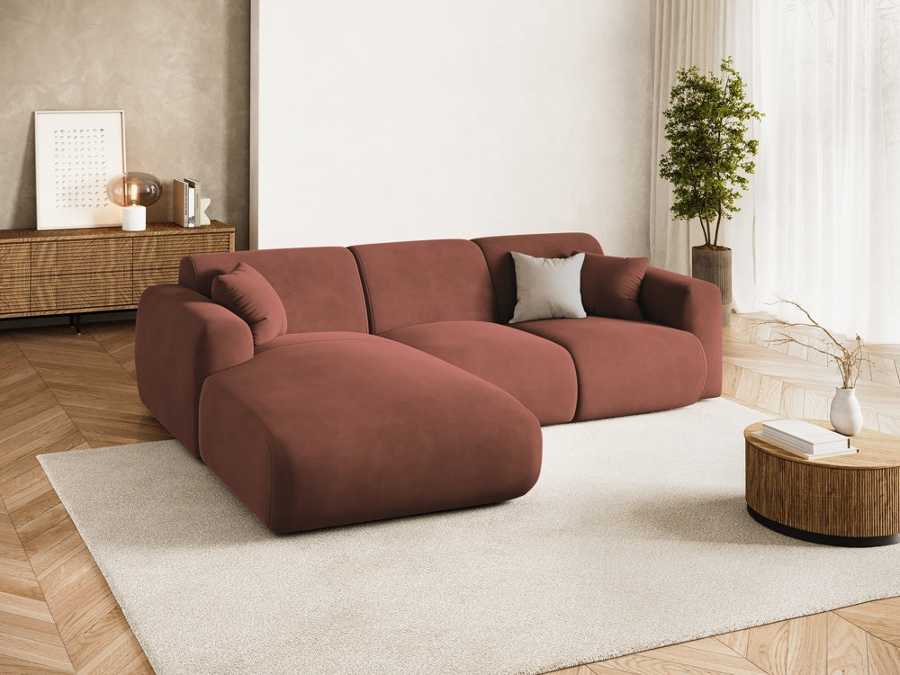
4-Sitzer Design Ecksofa „Nolio II“ - Samt Terracotta dunkel / Eckteil links