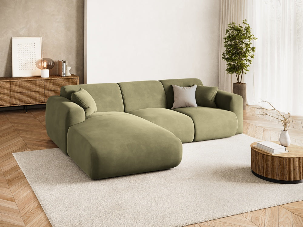 
4-Sitzer Design Ecksofa „Nolio II“ - Samt Hellgrün / Eckteil links