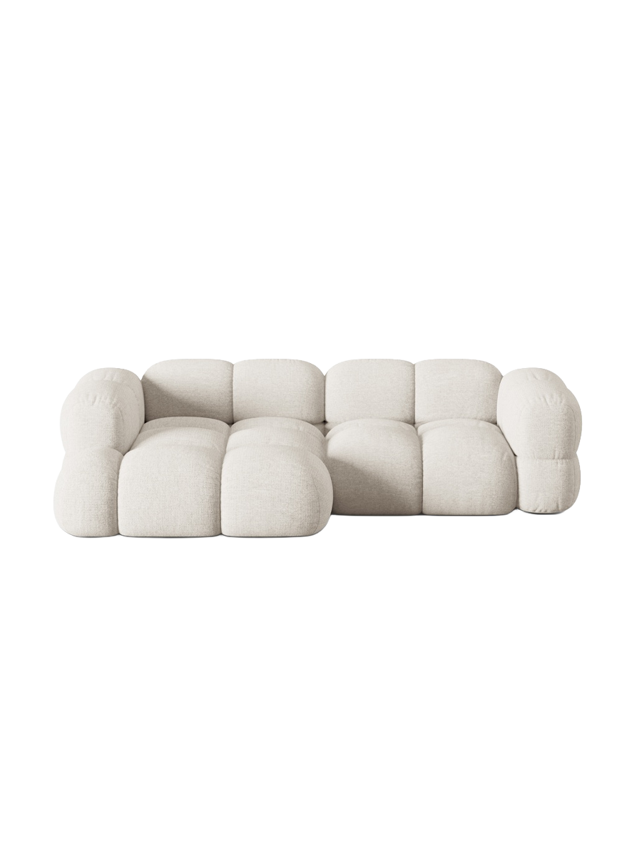 
3-Seater Designer Corner Sofa "Loretto" - Structured Fabric Beige / Left corner section