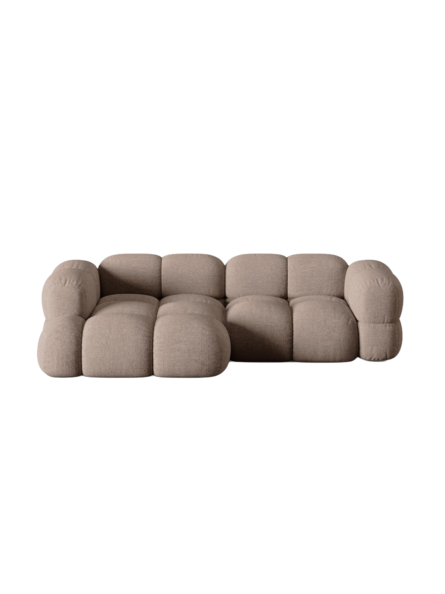 
3-Seater Designer Corner Sofa "Loretto" - Structured fabric Cappuccino / Left corner section