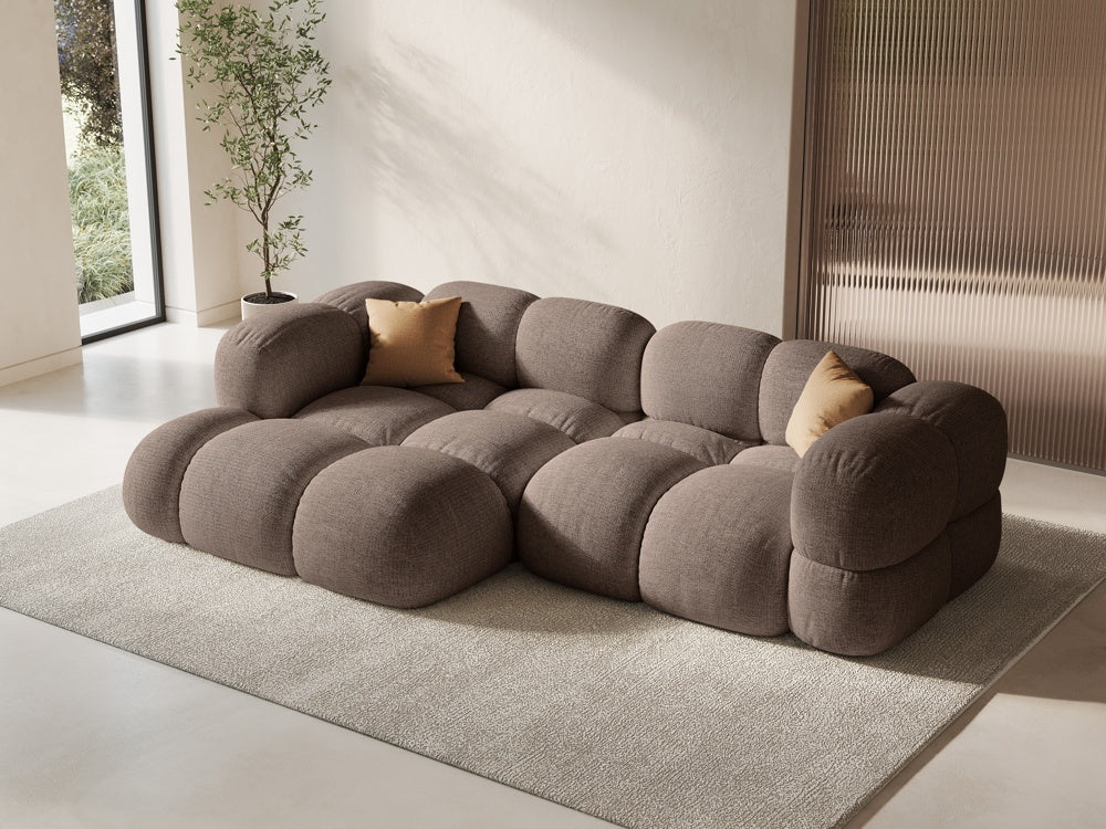 
3-Seater Designer Corner Sofa "Loretto" - Structured fabric Cappuccino / Left corner section