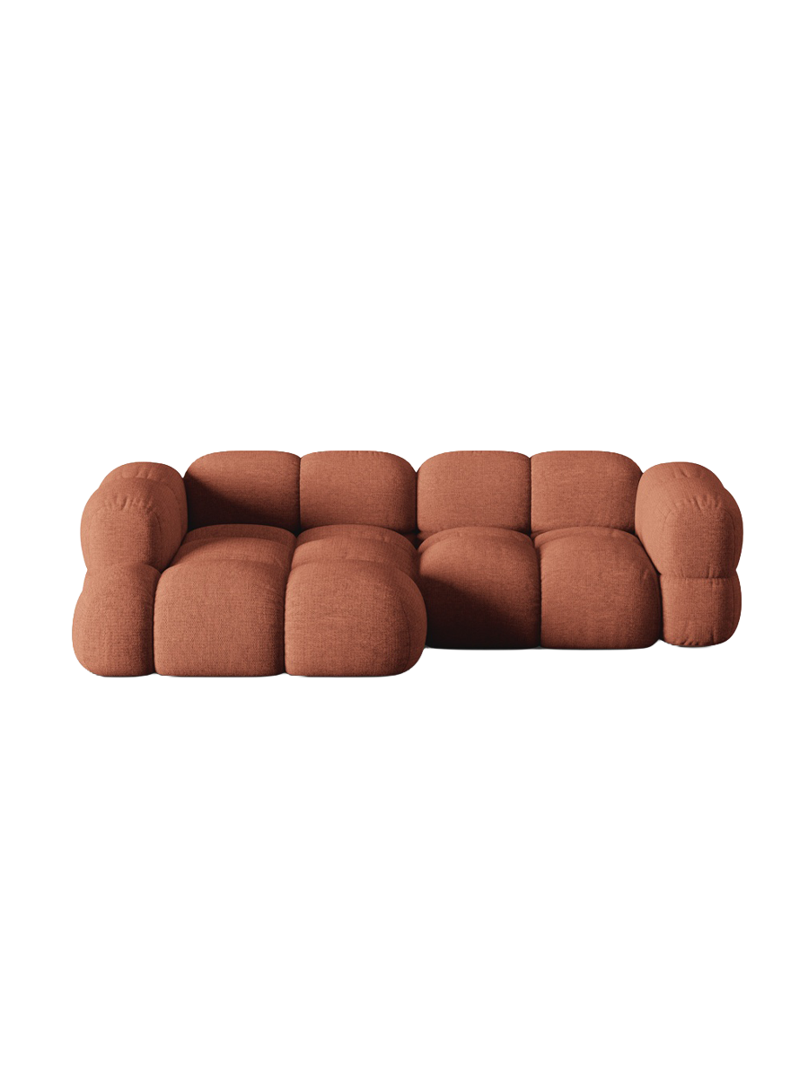 
3-Seater Designer Corner Sofa "Loretto" - Upholstery fabric Coral / Left corner section