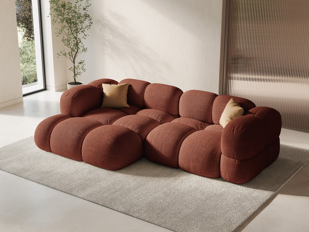 
3-Seater Designer Corner Sofa "Loretto" - Upholstery fabric Coral / Left corner section