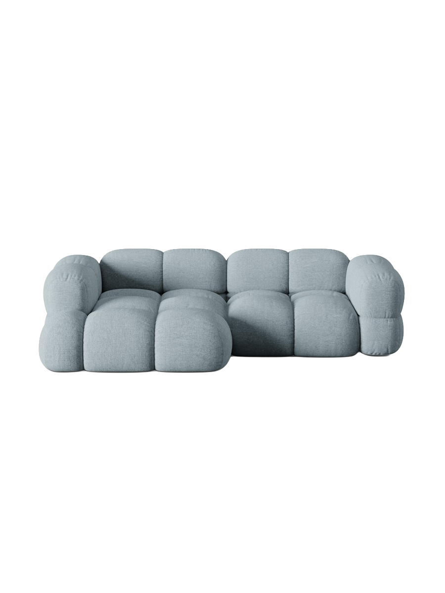 
3-Seater Designer Corner Sofa "Loretto" - Structured fabric pastel blue / Left corner section