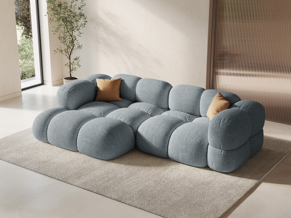 
3-Seater Designer Corner Sofa "Loretto" - Structured fabric pastel blue / Left corner section