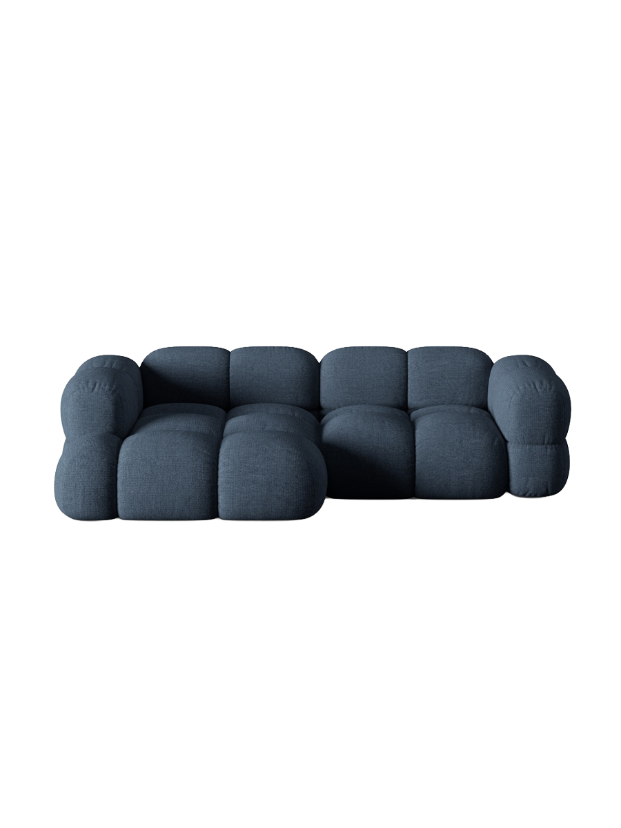 
3-Seater Designer Corner Sofa "Loretto" - Structured Fabric Dark Blue / Left corner section